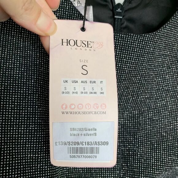 House of CB Gisella  Mini Longsleeve Beaded Dress Womens New Small - Picture 13 of 15